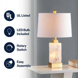 Eloise 23" Alabaster/Metal LED Table Lamp White/Gold Painting – ICONS