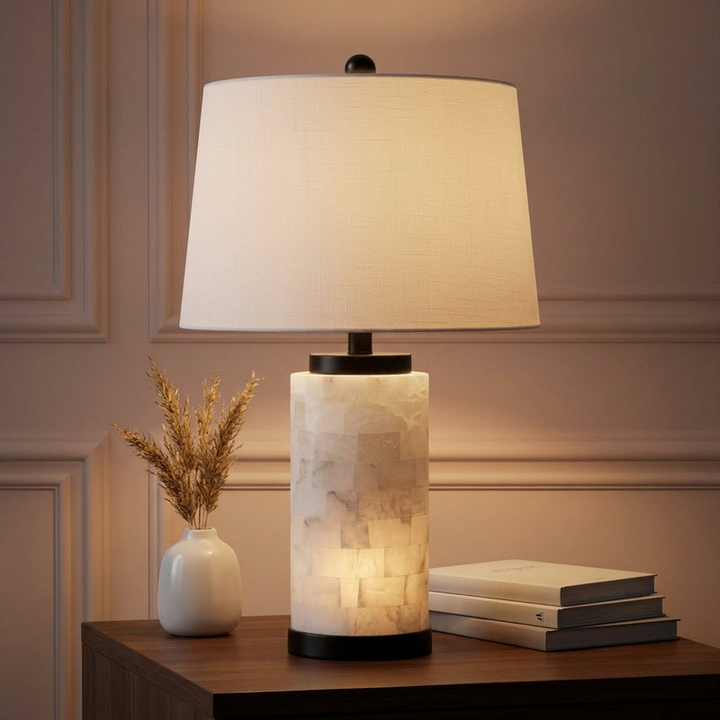 Eliza 25.5" Alabaster LED Table Lamp White/Black – AI-ON