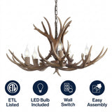 Eldora Rustic Farmhouse Adjustable Resin Antler LED Chandelier Brown / 5 Sockets – ICONS