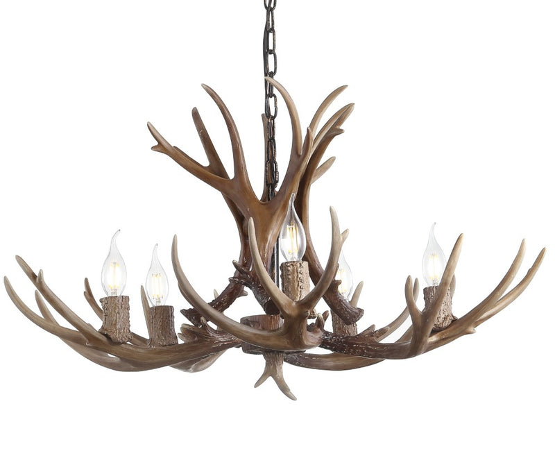 Eldora Rustic Resin Antler Chandelier with Adjustable LED Lighting