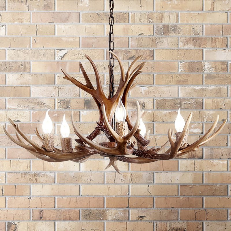 Eldora Rustic Resin Antler Chandelier with Adjustable LED Lighting