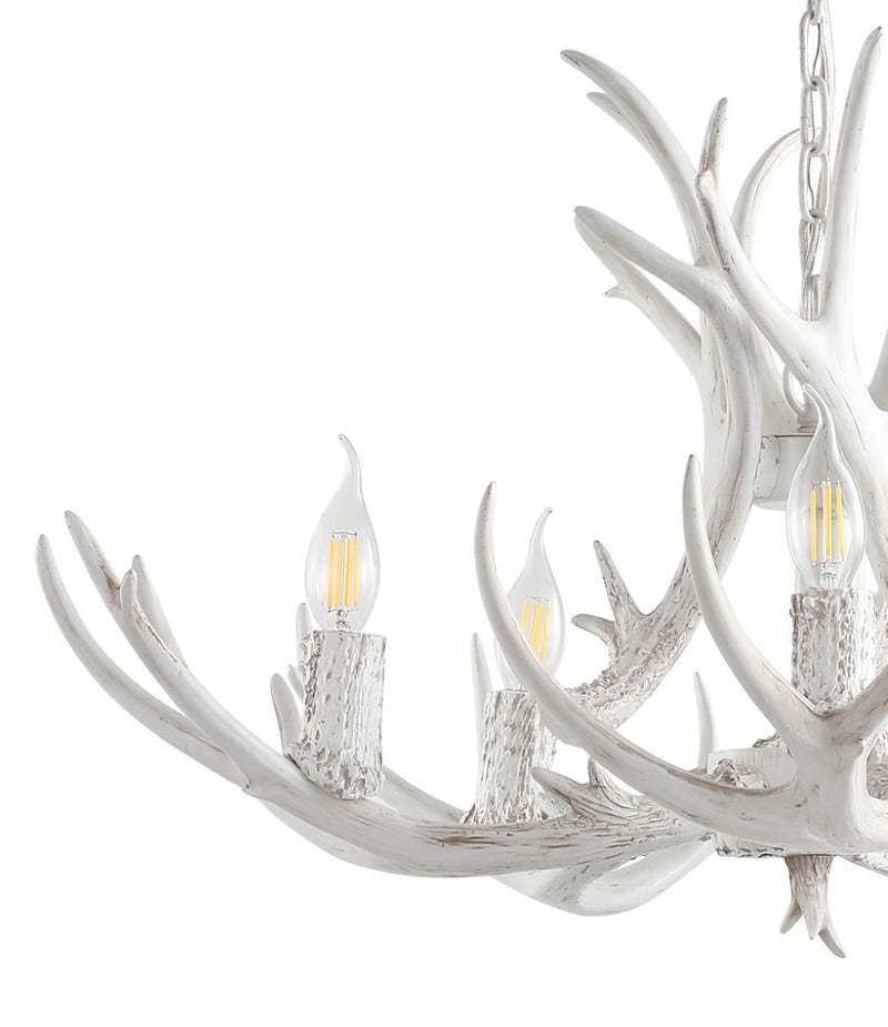Eldora Rustic Farmhouse Adjustable Resin Antler LED Chandelier