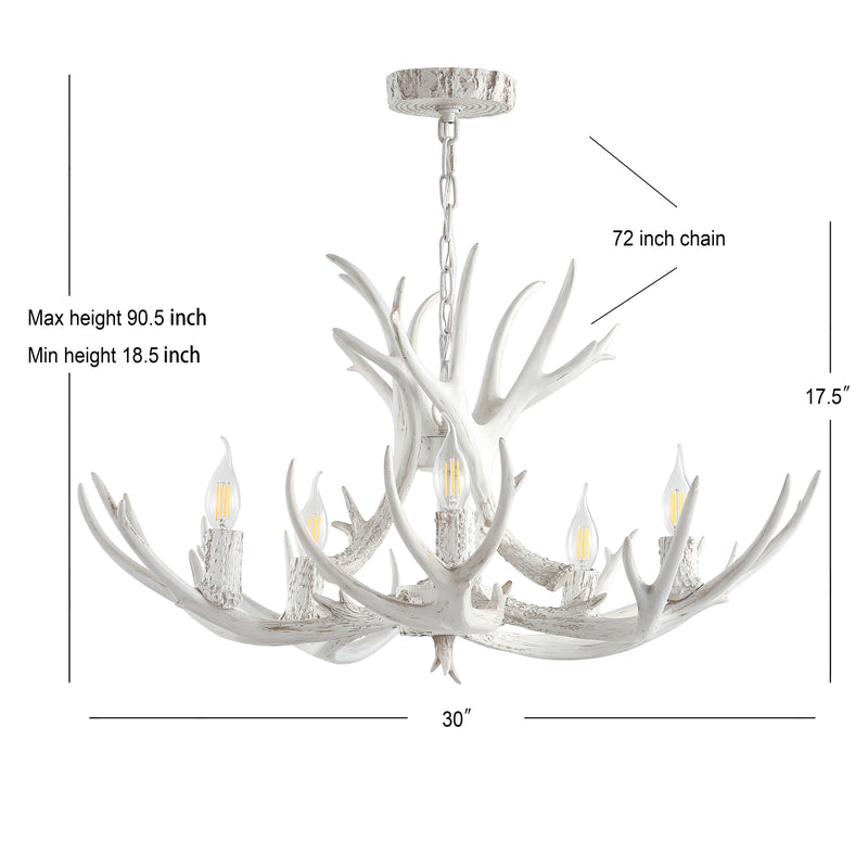 Eldora Rustic Farmhouse Adjustable Resin Antler LED Chandelier