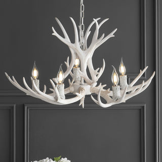 Eldora Rustic Farmhouse Adjustable Resin Antler LED Chandelier