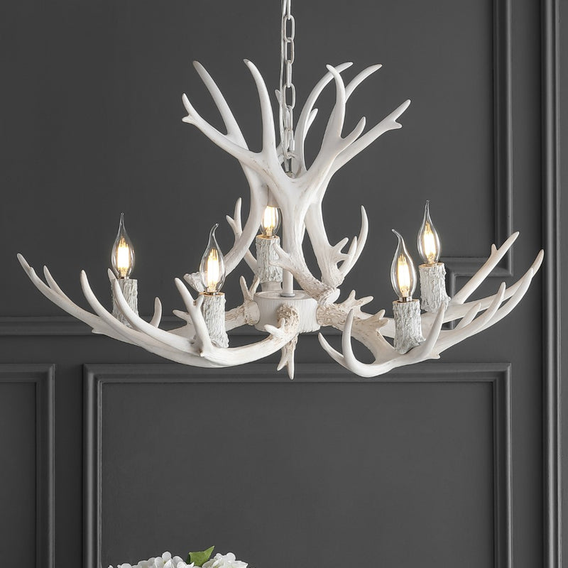 Eldora Rustic Farmhouse Adjustable Resin Antler LED Chandelier