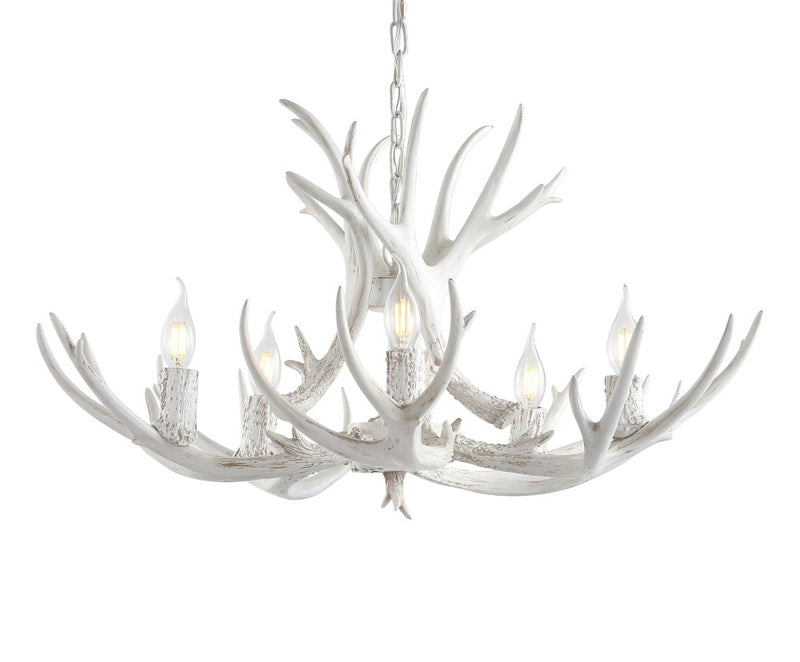 Eldora Rustic Farmhouse Adjustable Resin Antler LED Chandelier