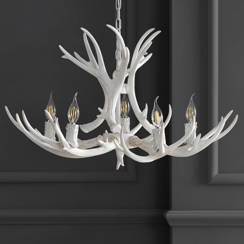 Eldora Rustic Farmhouse Adjustable Resin Antler LED Chandelier