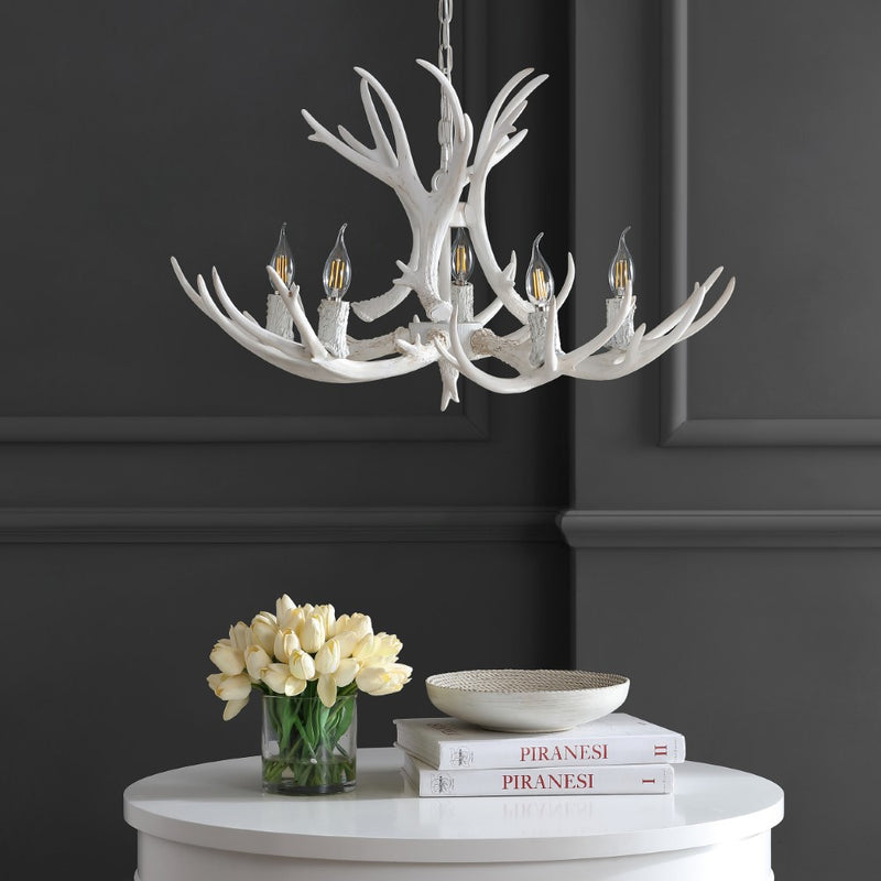 Eldora Rustic Farmhouse Adjustable Resin Antler LED Chandelier