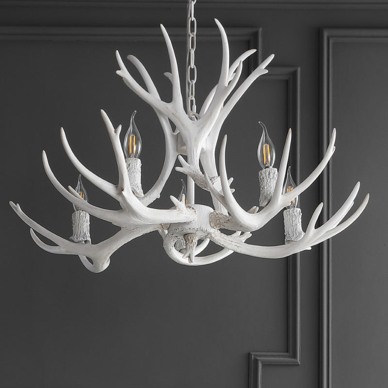Eldora Rustic Farmhouse Adjustable Resin Antler LED Chandelier