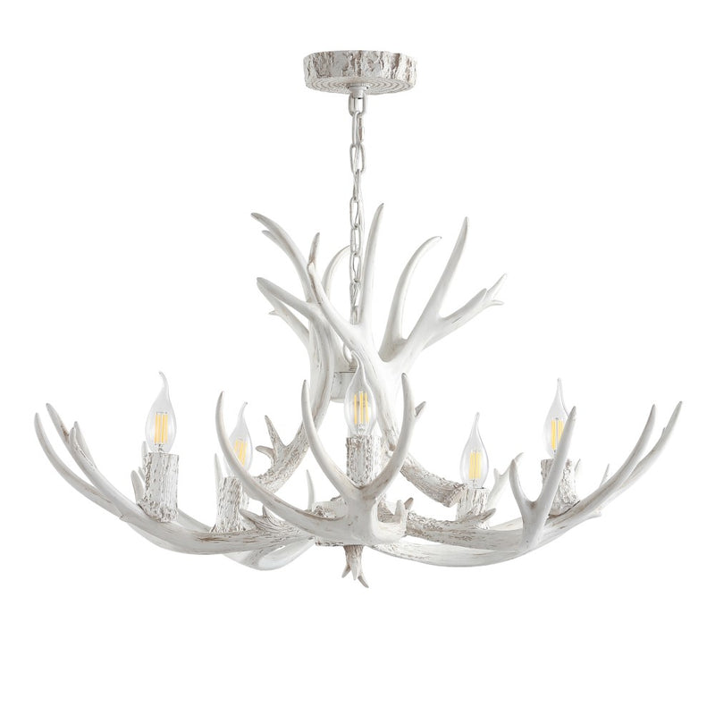 Eldora Rustic Farmhouse Adjustable Resin Antler LED Chandelier