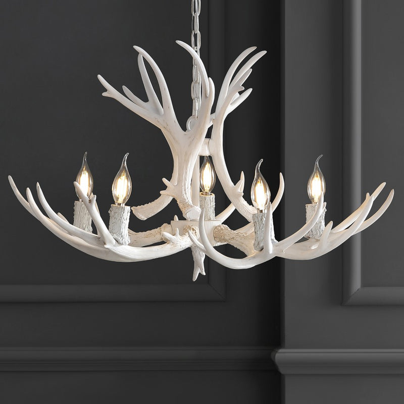 Eldora Rustic Farmhouse Adjustable Resin Antler LED Chandelier