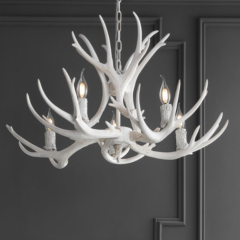 Eldora Rustic Farmhouse Adjustable Resin Antler LED Chandelier