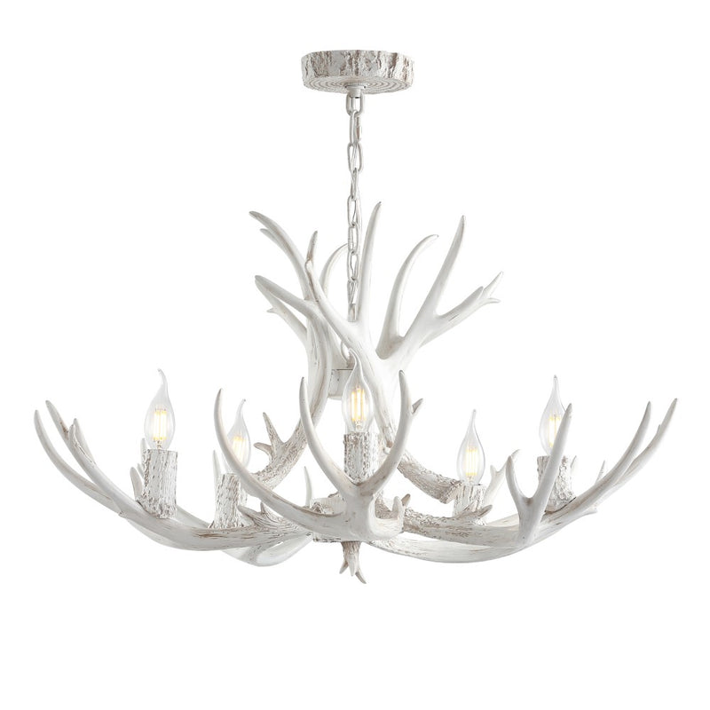Eldora Rustic Farmhouse Adjustable Resin Antler LED Chandelier