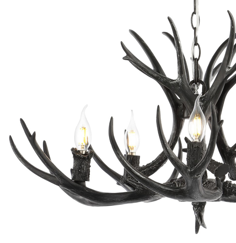 Eldora Rustic Farmhouse Adjustable Resin Antler LED Chandelier