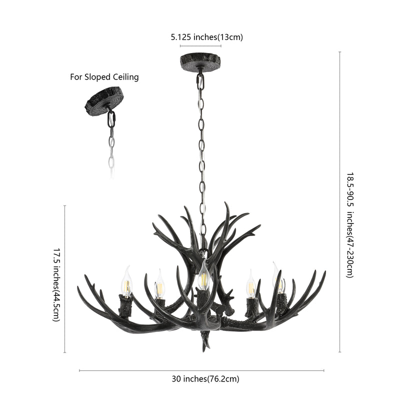 Eldora Rustic Farmhouse Adjustable Resin Antler LED Chandelier