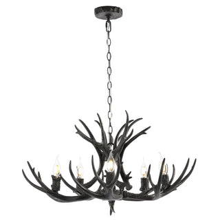 Eldora Rustic Farmhouse Adjustable Resin Antler LED Chandelier