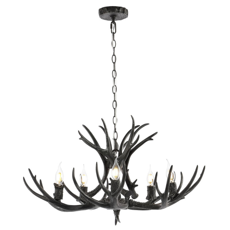 Eldora Rustic Farmhouse Adjustable Resin Antler LED Chandelier