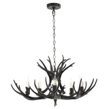 Eldora Rustic Farmhouse Adjustable Resin Antler LED Chandelier