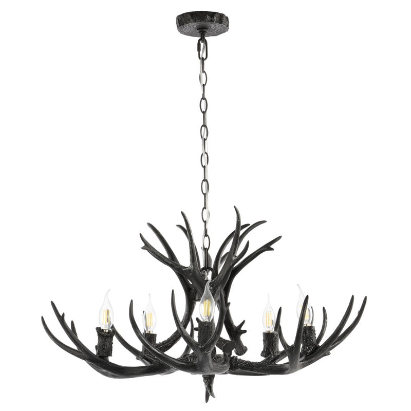 Eldora Rustic Farmhouse Adjustable Resin Antler LED Chandelier