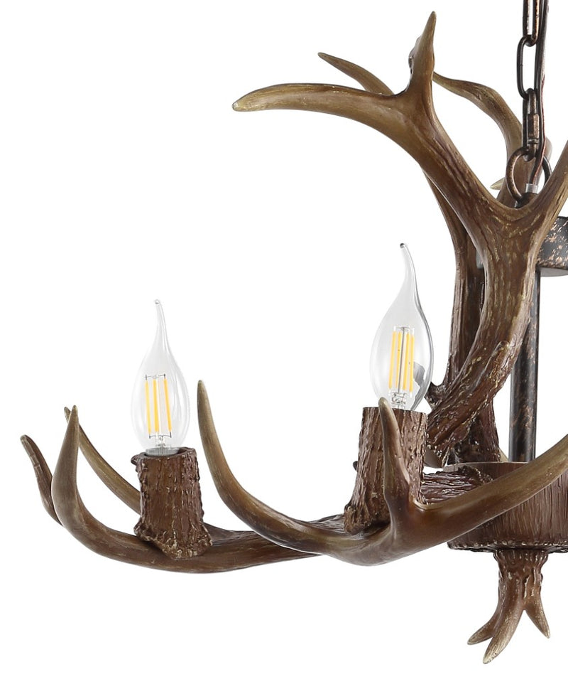 Eldora Rustic Resin Antler Chandelier with Adjustable LED Lighting