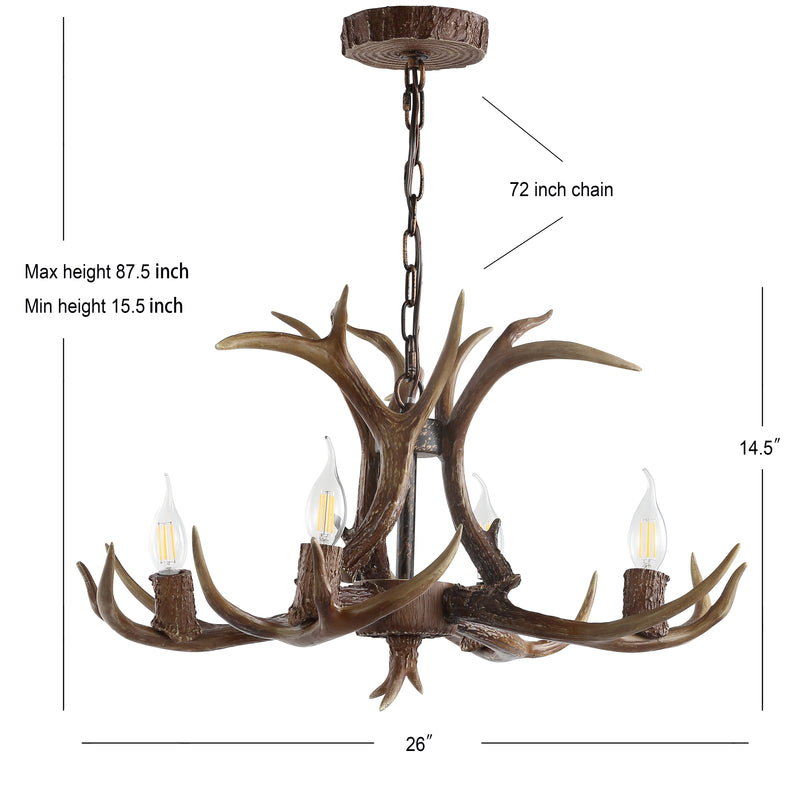 Eldora Rustic Resin Antler Chandelier with Adjustable LED Lighting