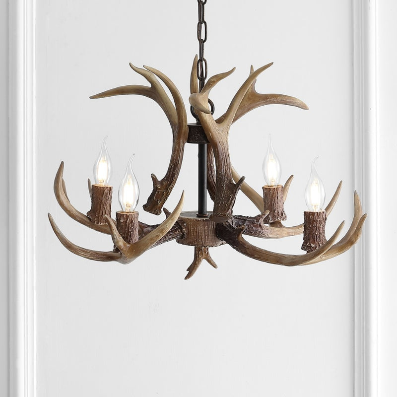 Eldora Rustic Resin Antler Chandelier with Adjustable LED Lighting