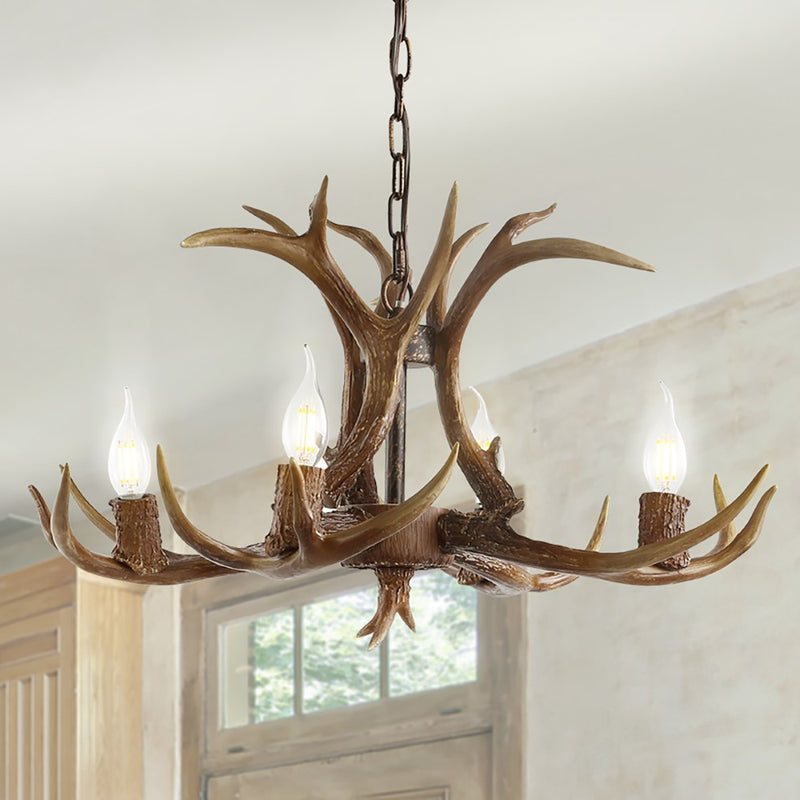 Eldora Rustic Resin Antler Chandelier with Adjustable LED Lighting