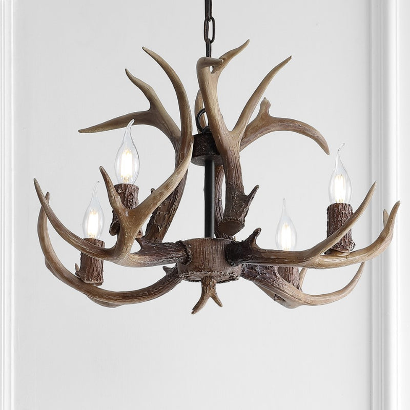 Eldora Rustic Resin Antler Chandelier with Adjustable LED Lighting