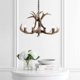 Eldora Rustic Resin Antler Chandelier with Adjustable LED Lighting