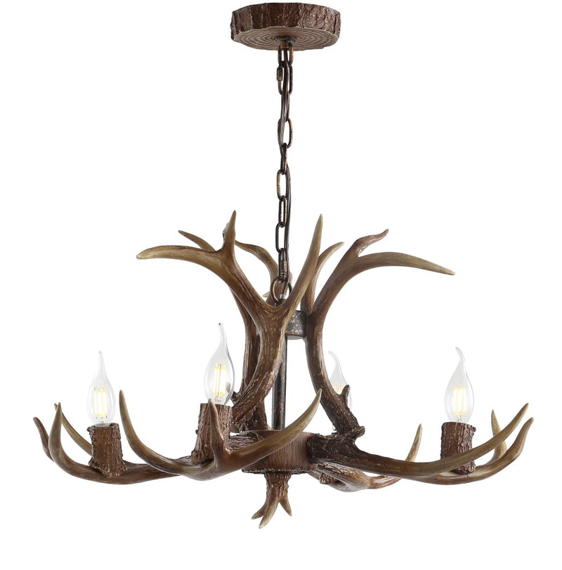 Eldora Rustic Resin Antler Chandelier with Adjustable LED Lighting