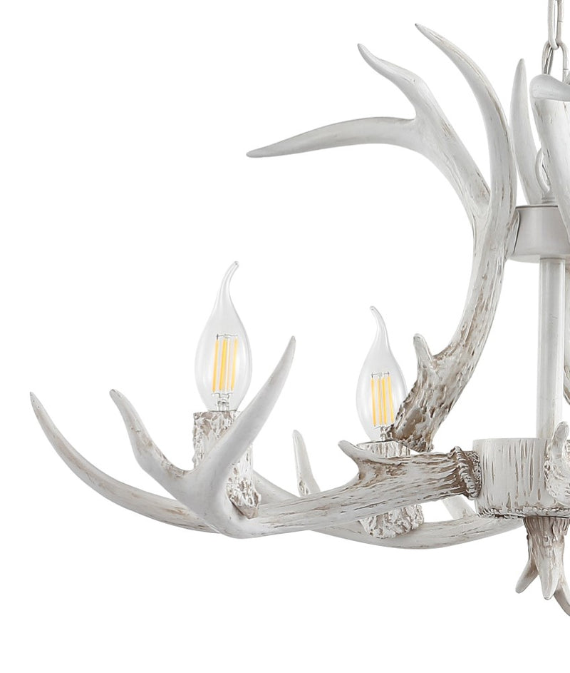 Eldora Rustic Farmhouse Adjustable Resin Antler LED Chandelier