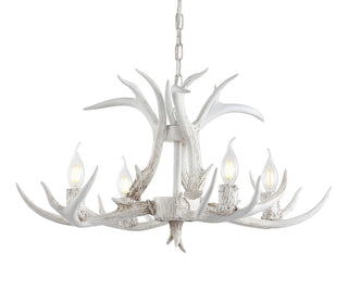 Eldora Rustic Farmhouse Adjustable Resin Antler LED Chandelier