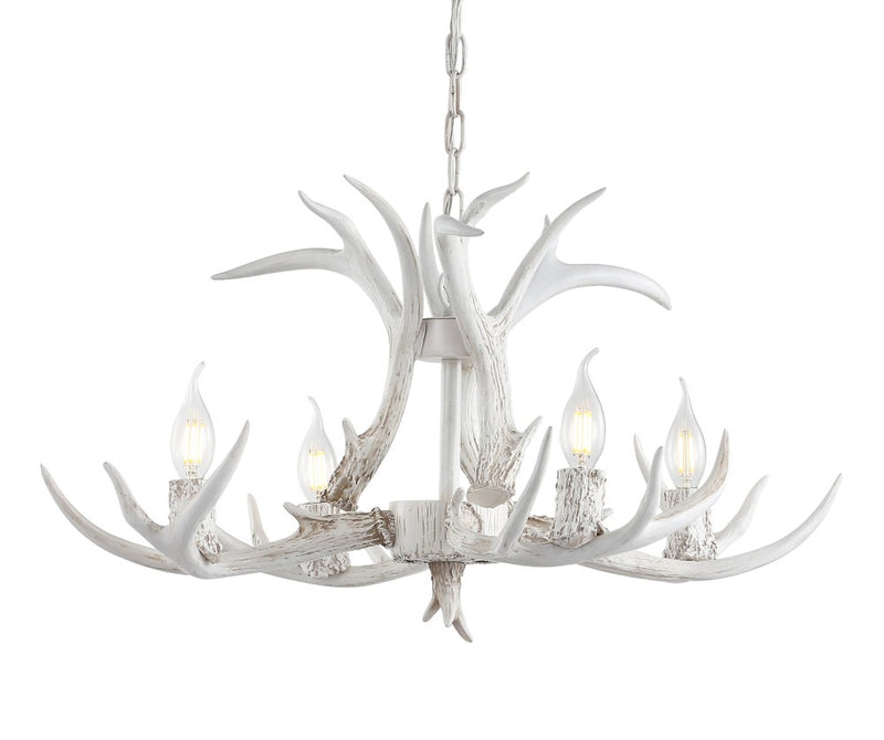Eldora Rustic Farmhouse Adjustable Resin Antler LED Chandelier