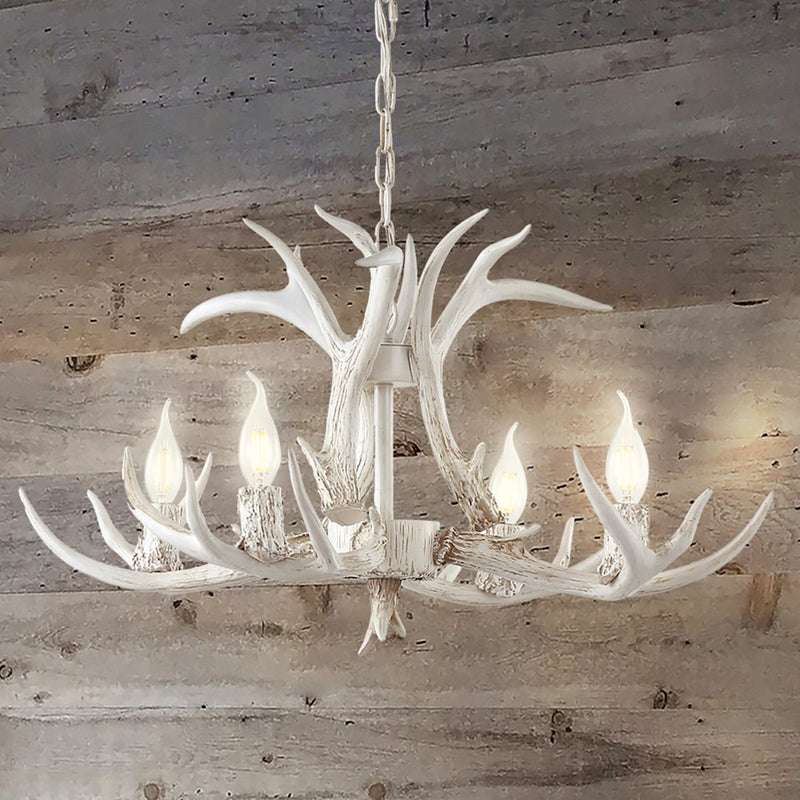 Eldora Rustic Farmhouse Adjustable Resin Antler LED Chandelier