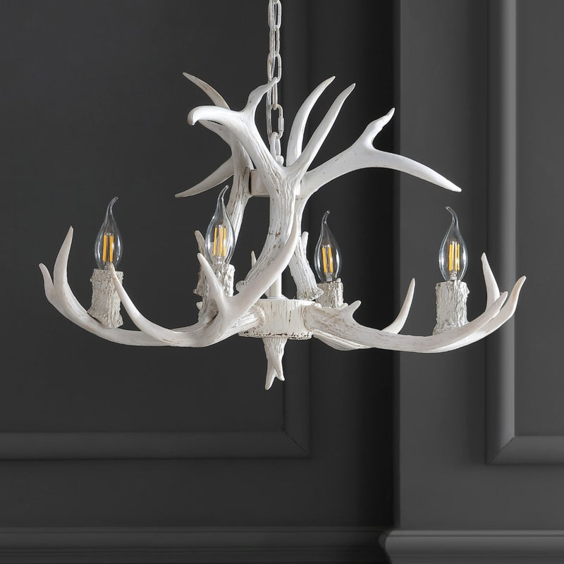 Eldora Rustic Farmhouse Adjustable Resin Antler LED Chandelier