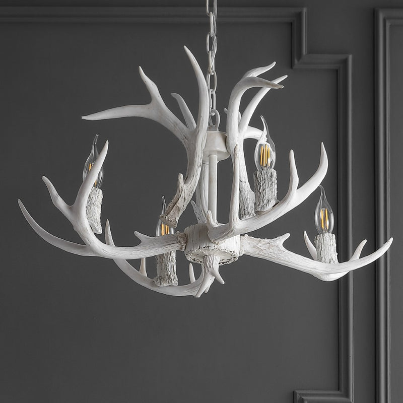 Eldora Rustic Farmhouse Adjustable Resin Antler LED Chandelier