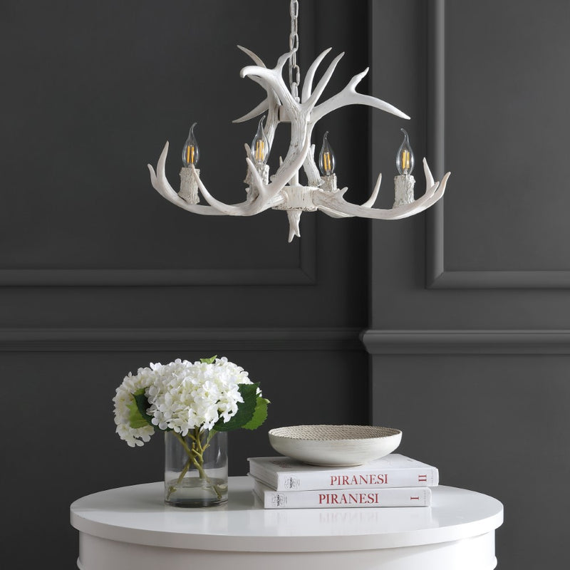 Eldora Rustic Farmhouse Adjustable Resin Antler LED Chandelier
