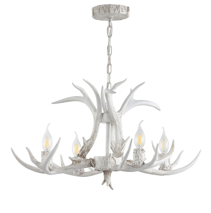 Eldora Rustic Farmhouse Adjustable Resin Antler LED Chandelier