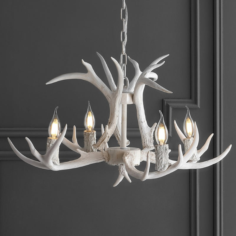 Eldora Rustic Farmhouse Adjustable Resin Antler LED Chandelier