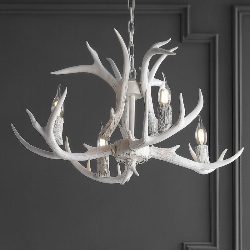 Eldora Rustic Farmhouse Adjustable Resin Antler LED Chandelier