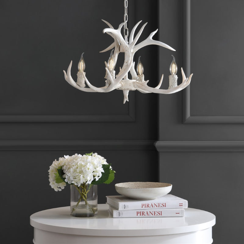 Eldora Rustic Farmhouse Adjustable Resin Antler LED Chandelier