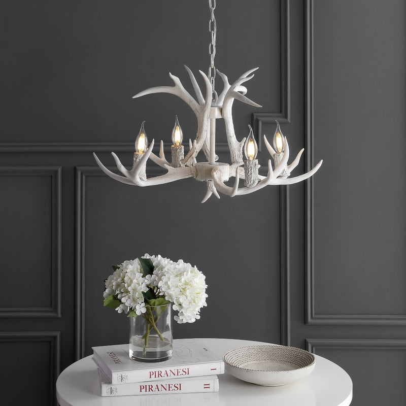Eldora Rustic Farmhouse Adjustable Resin Antler LED Chandelier