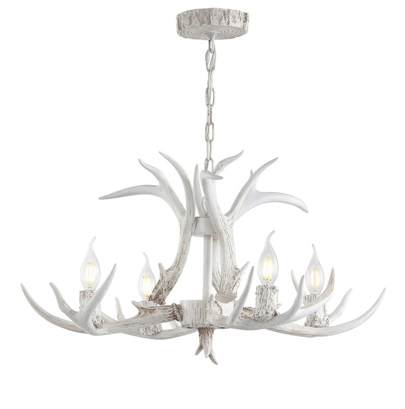 Eldora Rustic Farmhouse Adjustable Resin Antler LED Chandelier