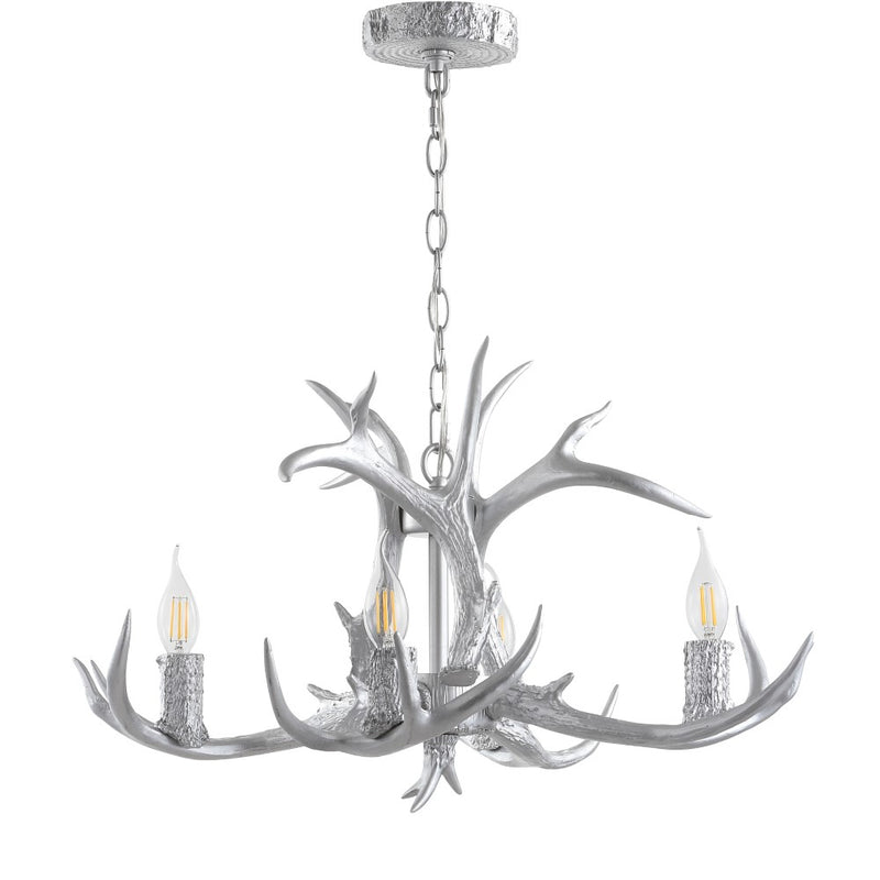 Eldora Rustic Farmhouse Adjustable Resin Antler LED Chandelier