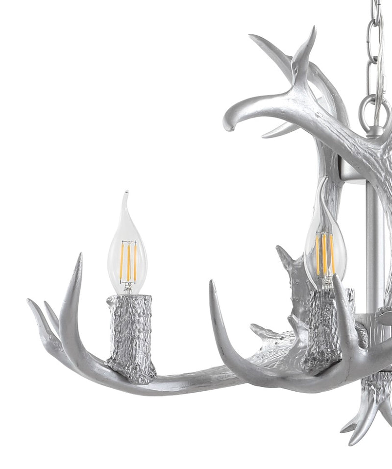 Eldora Rustic Farmhouse Adjustable Resin Antler LED Chandelier