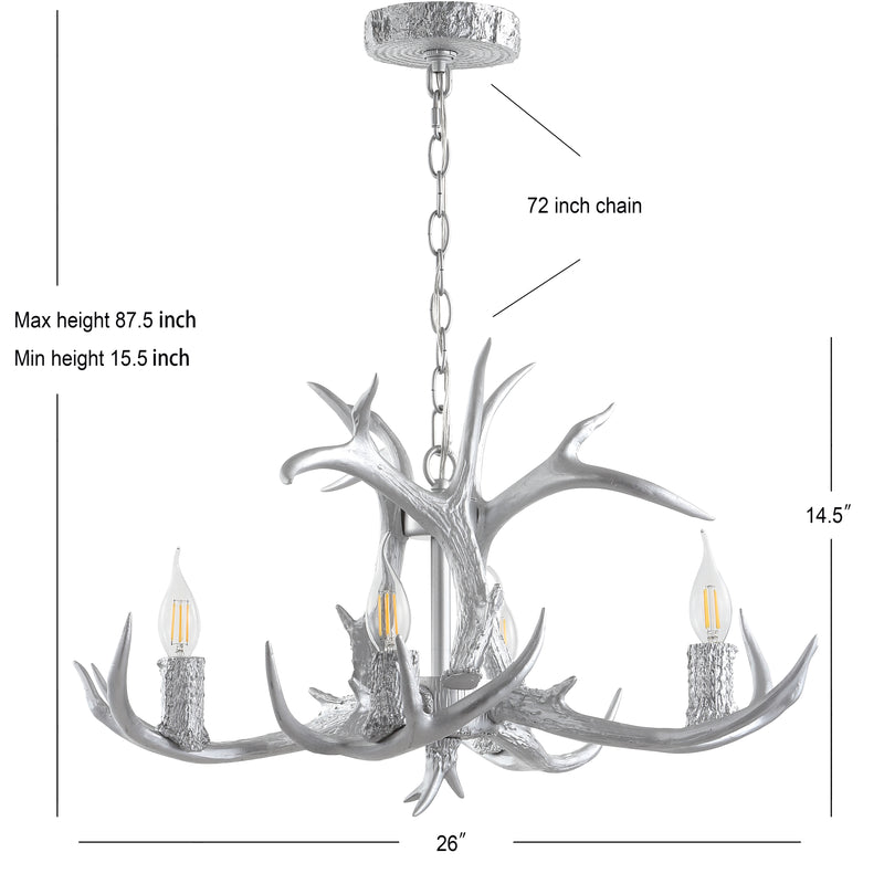 Eldora Rustic Farmhouse Adjustable Resin Antler LED Chandelier