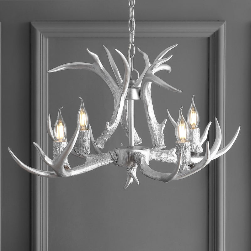 Eldora Rustic Farmhouse Adjustable Resin Antler LED Chandelier