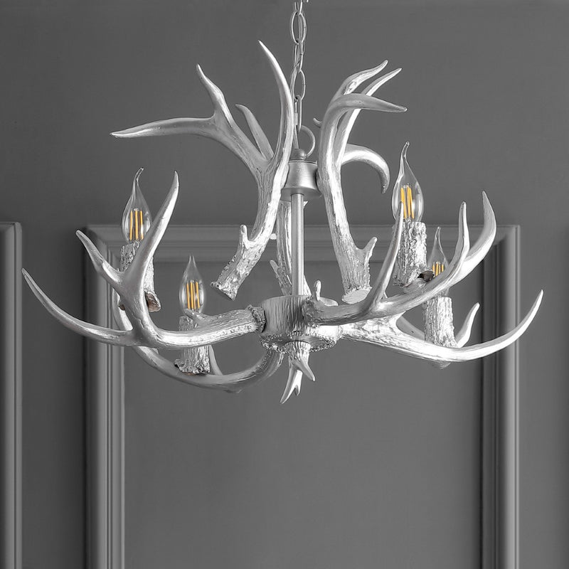 Eldora Rustic Farmhouse Adjustable Resin Antler LED Chandelier