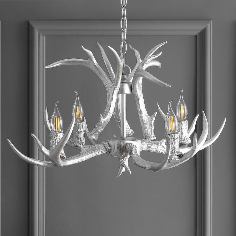 Eldora Rustic Farmhouse Adjustable Resin Antler LED Chandelier