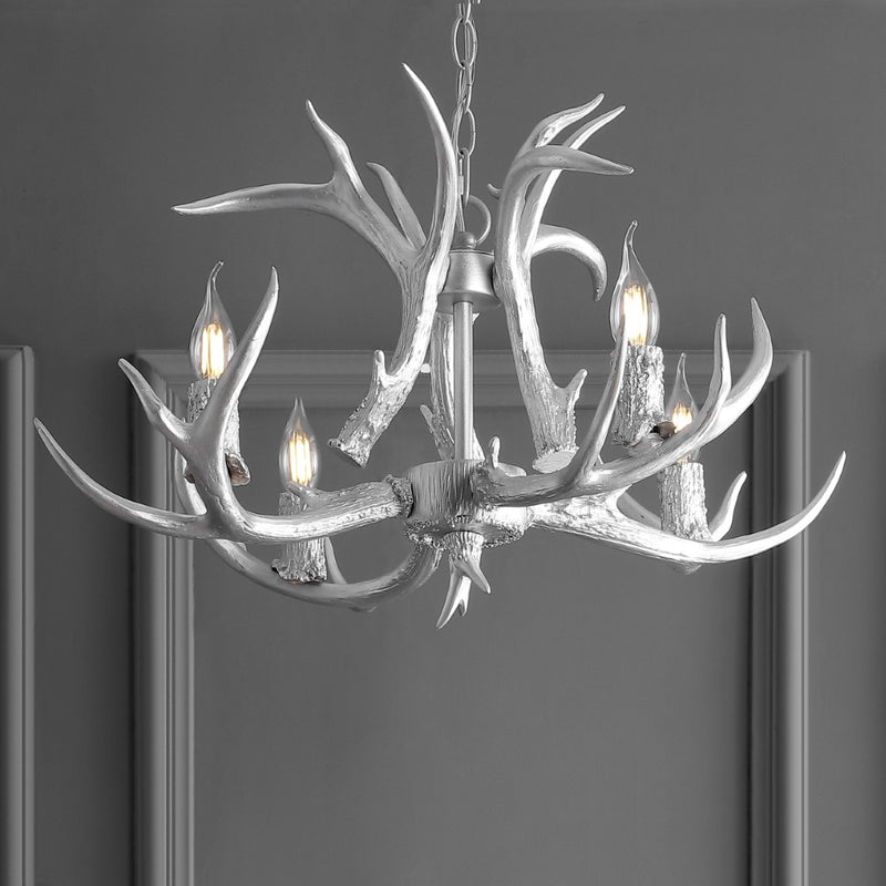 Eldora Rustic Farmhouse Adjustable Resin Antler LED Chandelier